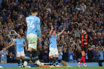 El medio belga Kevin De Bruyne durante el partido de la Premier League que han jugado Manchester City y AFC Bournemouth.