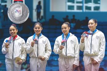 El conjunto panameño integrado por Alyiah Lide De León, Tatiana Tapia, Ana Gabriela Gutiérrez y Ana Lucía Beitía acumuló un puntaje total de 144.800 para quedarse con la presea de plata.