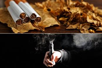 Los cigarrillos convencionales (arriba) y los cigarrillos electrónicos (abajo).