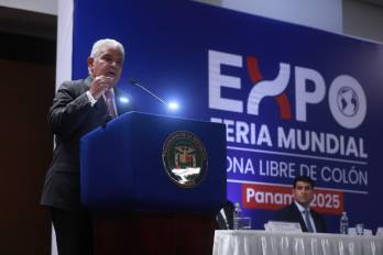 El presidente de la República, José Raúl Mulino, en el lanzamiento de la Expo Feria Mundial de la Zona Libre de Colón.