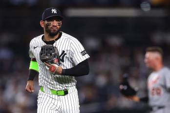 José Caballero durante un partido con los New York Yankees.