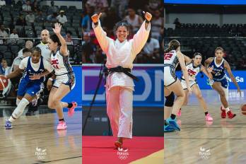 Némesis Candelo en su victoria frente Estefanía Soriano de República Dominicana (centro) y (izquierda y derecha) la Selección femenina Sub-20 frente a Costa Rica.