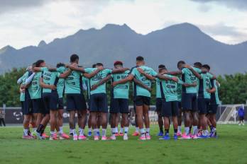La selección de Panamá previo a su primer entrenamiento en Brasil.