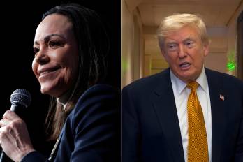 La líder opositora venezolana María Corina Machado y el presidente estadounidense Donald Trump.