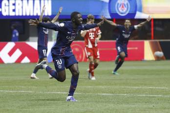 Ousmane Dembélé, del PSG, celebra tras anotar el 2-0 durante el partido de la Copa Mundial de Clubes de la FIFA 2025 entre el Paris Saint-Germain y el FC Bayern Munich, en Atlanta, Georgia (EE.UU.).