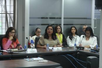 Soraya Valdivieso, administradora de la Aduanas, este lunes, en la Comisión de Presupuesto de la Asamblea