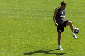 Koke del Atlético de Madrid, durante el entrenamiento.