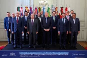 Cancilleres de los países miembros del Mercosur al final de la primera jornada.