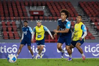 El equipo de la selección de Panamá durante un entrenamiento.