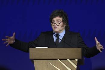 Una imagen de archivo del presidente de Argentina, Javier Milei, habla durante un discurso ofrecido en la Cámara de Comercio de Estados Unidos en Washington.