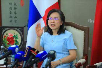 La embajadora de la República Popular China Xu Xueyuan este martes 2 de junio, durante su última comparecencia ante los medios.