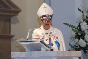 El arzobispo Metropolitano, monseñor José Domingo Ulloa, durante su discurso en el Te Deum.