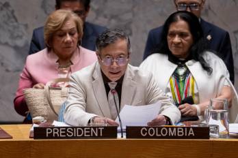 El presidente de Colombia, Gustavo Petro, presidiendo el Consejo de Seguridad, en Nueva York (Estados Unidos).