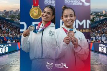 Las atletas de judo panameña Kristine Jiménez y Némesis Candelo