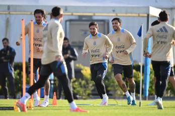 El equipo de Argentina durante un entrenamiento.