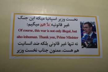 Visat del mensaje que fue difundido por Irán donde sale la imagen de Pedro Sánchez.