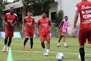 Jugadores de la selección sub-20 de Panamá durante un entrenamiento.