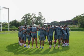La selección de Panamá previo a un entrenamiento.
