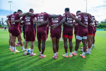 La selección de Panamá durante un entrenamiento.