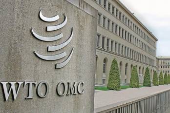 Fachada de la sede de la Organización Mundial del Comercio (OMC) en Ginebra.