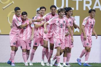 Jugadores del Inter Miami celebrando uno de los goles del Inter Miami.