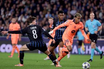 Lamine Yamal durante el partido de la cuarta jornada de la UEFA Champions League que han jugado Club Brugge KV y FC Barcelona.