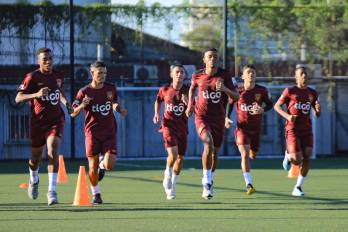 Jugadores de la selección sub-17 de Panamá durante un entrenamiento.