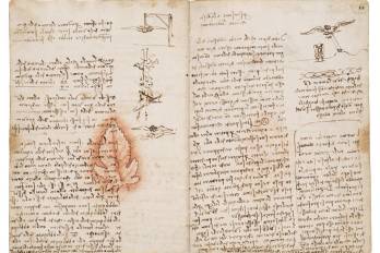 Fragmento del Códice del Vuelo de las Aves, de Leonardo Da Vinci.