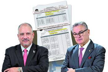 Ilustración. Jorge Herrera, presidente de la Asamblea Nacional avaló nuevas planas para exonerar a funcionarios a marcar en el reloj digital y el contralor Anel Flores que prometió desde junio pasado que esas excepciones de marcación se eliminarían.