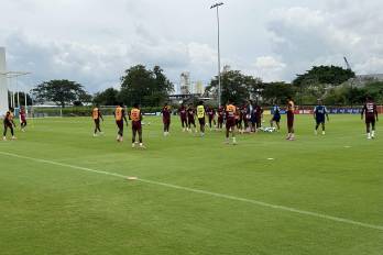 La selección de Panamá durante un entrenamiento previo al viaje hacia El Salvador.