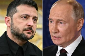 El presidente de Ucrania Volodimir Zelenski y su homólogo ruso Vladimir Putin.