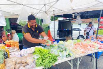 Panameños comprando en Agroferias del IMA.