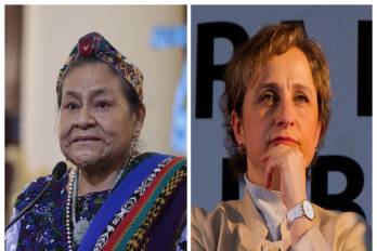 La activista guatemalteca Rigoberta Menchú y la periodista mexicana Carmen Aristegui.