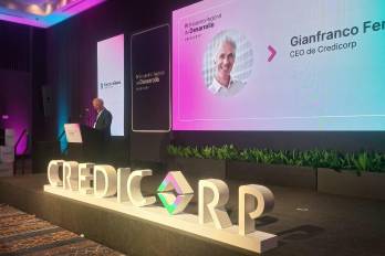 Gianfranco Ferrari, CEO de Credicorp, durante el IV Encuentro Regional de Desarrollo Credicorp donde se presentó los resultados de la sexta edición del Índice de Inclusión Financiera (IIF),. elaborado por el Banco de Ideas, el think tank de Credicorp, en Lima, Perú.