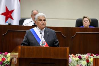 El presidente José Raúl Mulino, durante su discurso en la Asamblea en 2025.