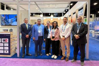 Delegación de la UMIP junto a directivos de BSM Cruise Services: Integrada por Julio Bonilla, el vicerrector Roberto Aparicio, Nicole Longosch-Thormann, María Victoria González, Frank Oertel y el decano Faustino González.