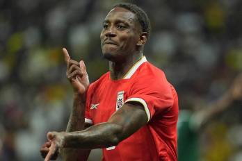EL jugador de la selección de Panamá, José Córdoba celebrando su gol ante Sudáfrica.