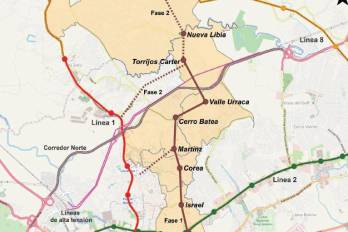 Trazado propuesto para la línea de Metrocable del Estudio de Prefactibilidad de la red maestra del Metro de Panamá del año 2019. En el proyecto propuesto del año 2026 se eliminó la estación ubicada en la Escuela Estado de Israel, en Paraíso y se consolidó la estación en Samaría, en la cercanía de la escuela República de Corea. Cabe destacar la oportunidad de expansión del sistema sobre la Línea 1 y Panamá Norte.