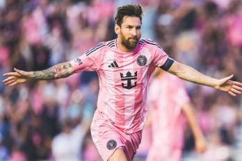 El delantero del Inter Miami, Lionel Messi celebrando un gol.
