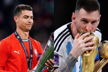 Los futbolistas Cristiano Ronaldo (izq.) y Lionel Messi.