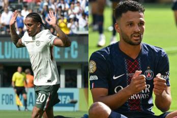 El jugador del Chelsea, Joao Pedro (izq.) y Gonçalo Ramos del PSG.