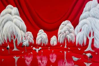 “El Gran Salón”. Acrílico sobre lienzo. Mayo 2025 (40”x 40”)