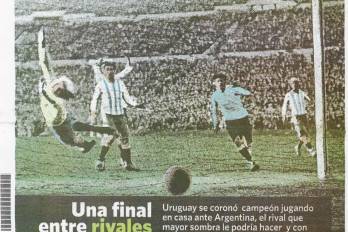 Uno de los cuatro goles de Uruguay en la final contra Argentina en la victoria por 4-2 aparece registrado en la portada de la publicación Pasión.