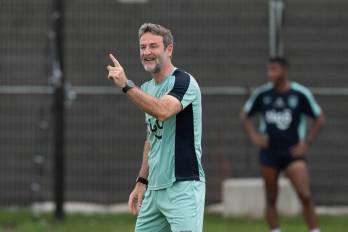 Thomas Christiansen durante un entrenamiento con la selección de Panamá.