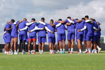 El equipo de la Selección de Panamá previo a un entrenamiento.