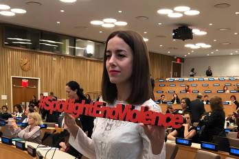 La actriz mexicana Cecilia Suárez, durante una reunión sobre la iniciativa Spotlight en 2018.