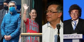 Juan Orlando Hernández, Claudia Sheinbaum, Gustavo Petro y Javier Milei.