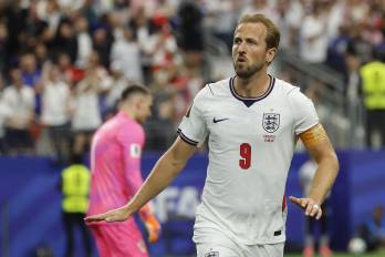 Harry Kane, de Inglaterra, mientras celebró un gol de penalti ante Croacia en el Mundial 2026 en Dallas, Estados Unidos.