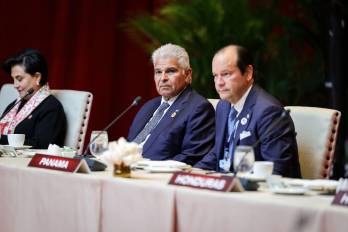 El presidente José Raúl Mulino, durante la cumbre Escudo de las Américas.