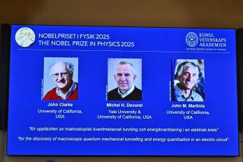 Los ganadores del Premio Nobel de Física 2025, John Clarke, Michel H. Devoret y John M. Martinis